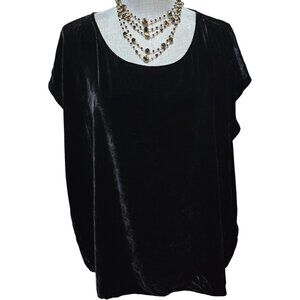 Eileen Fisher Velvet Ballet Neck Square Top Black NWT XL MSRP $228